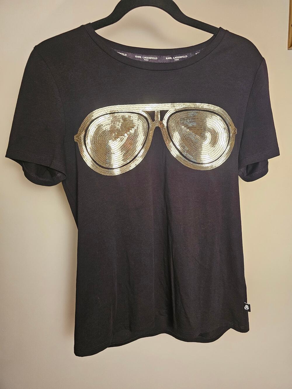 Karl Lagerfeld Cotton Sunglasses Sequin Tee